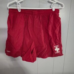 Dolfin Lifeguard Shorts Mens XL Red KSA Lake Cross Graphic Nylon Athletic